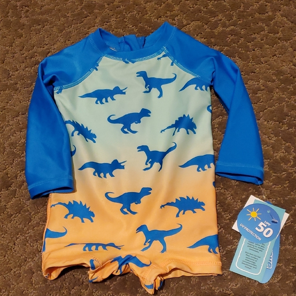 Baby Boys Wave Zone 1 pc Dinosaurs Rash Guard Swim Suit Size 0/3 3/6 mo NWT
